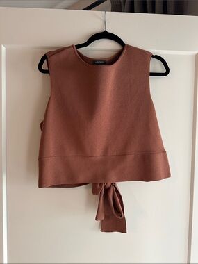 Tie-Back Crop Top in Rust